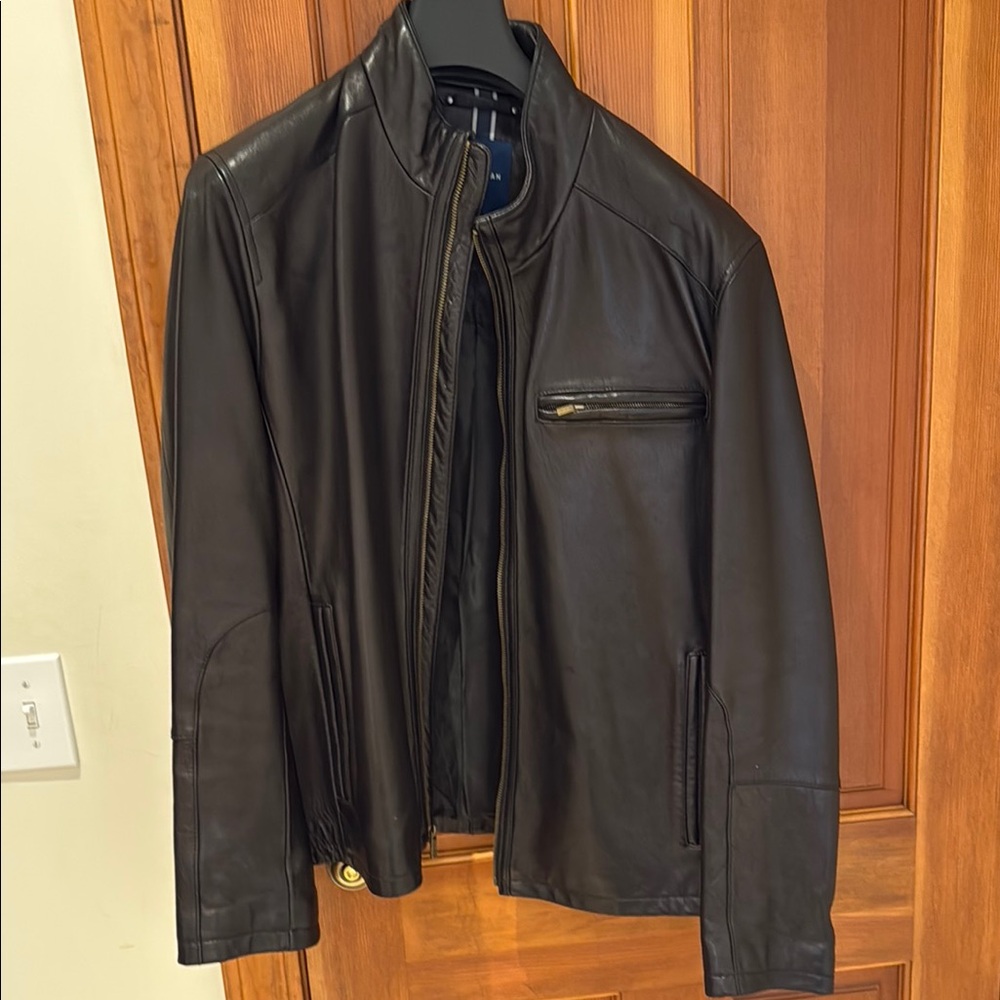 Men's Cole Haan Black Leather Moto Jacket